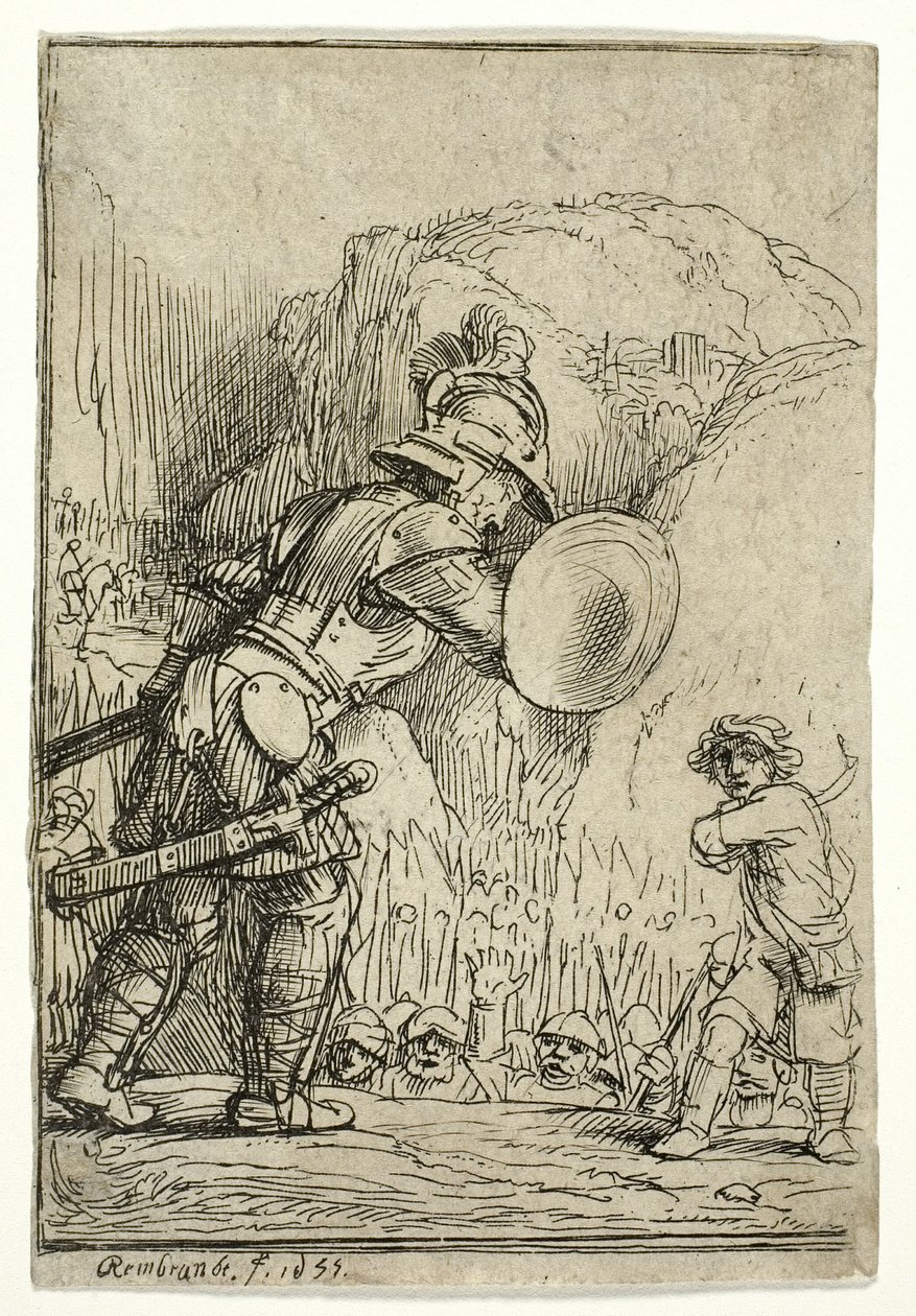 David och Goliat av Rembrandt van Rijn