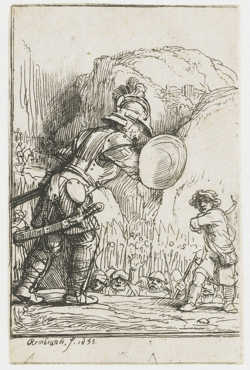 David och Goliat av Rembrandt van Rijn