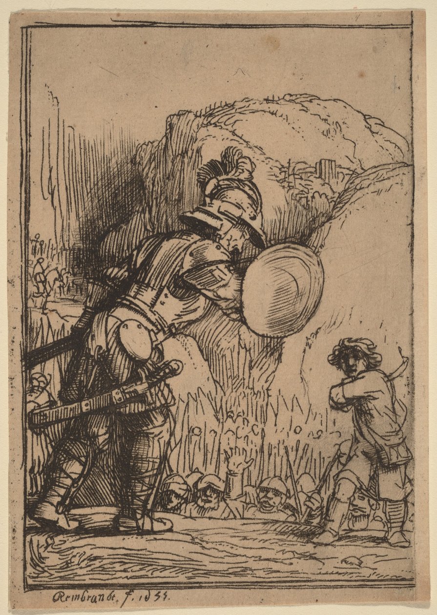 David och Goliat av Rembrandt van Rijn