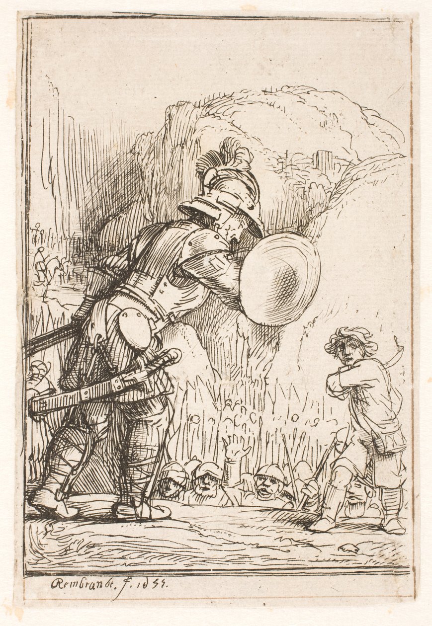 David och Goliat av Rembrandt van Rijn