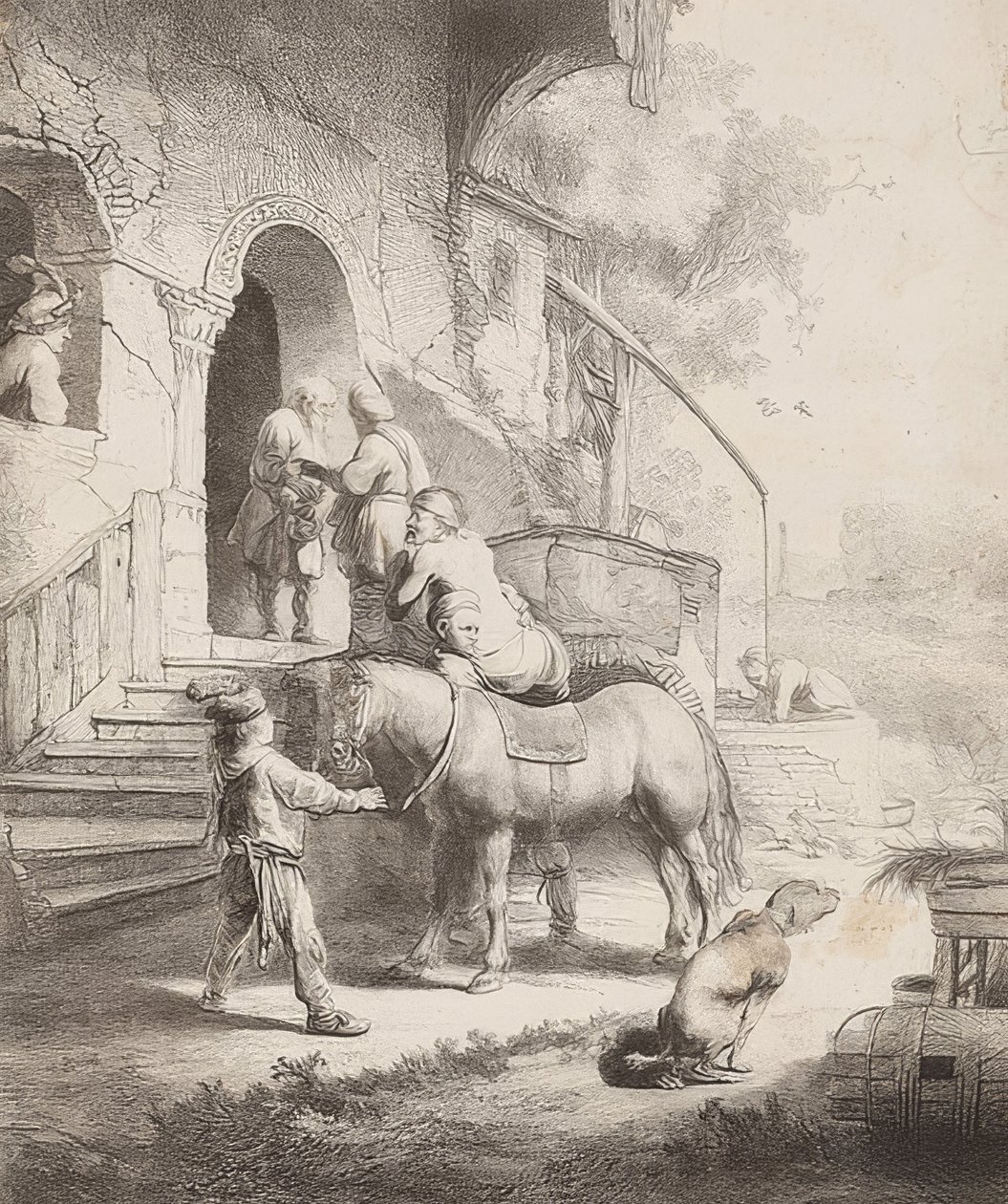 Den gode samariten. 1633 av Rembrandt van Rijn