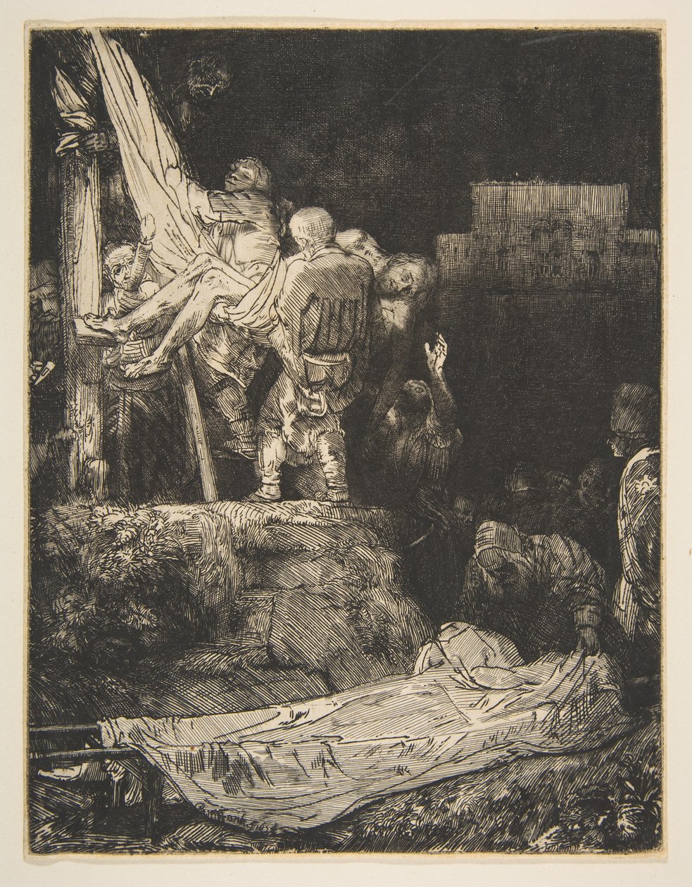 Descent from the Cross by Torchlight, 1654. av Rembrandt van Rijn