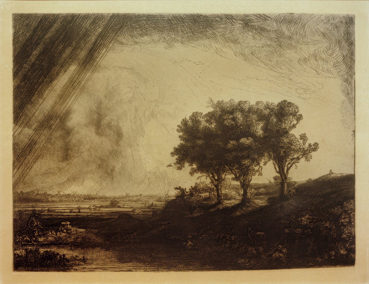 Landskapet med de tre träden av Rembrandt van Rijn