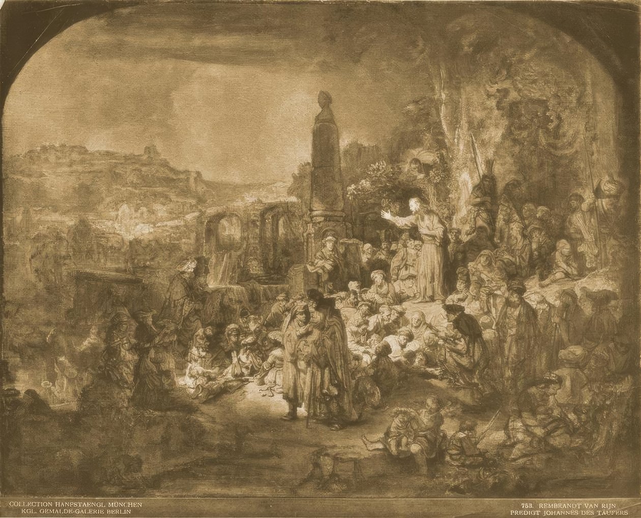 Johannes Döparens predikan av Rembrandt van Rijn