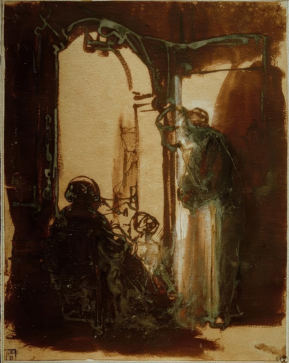 Tre kvinnor vid dörren av Rembrandt van Rijn