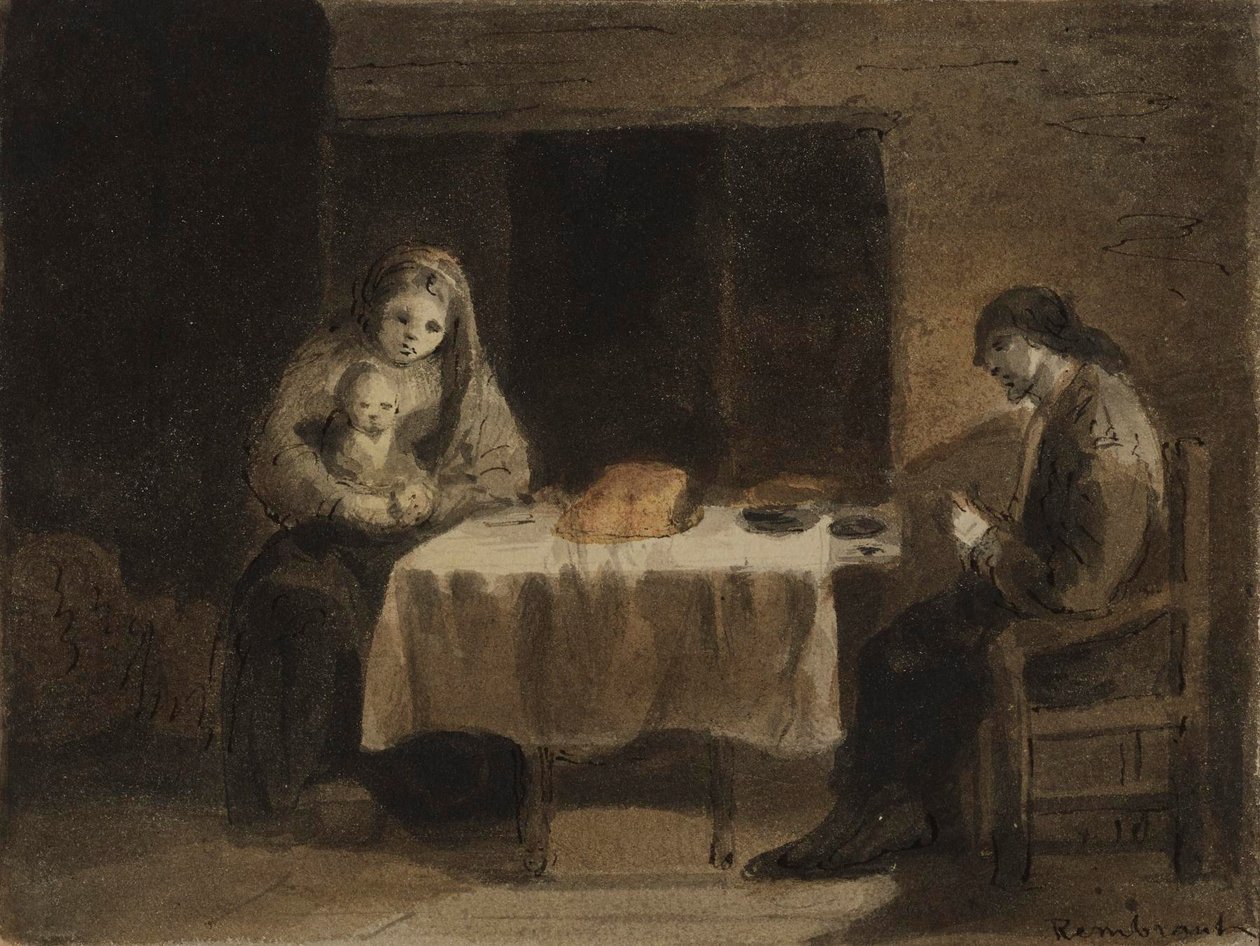 Familj vid bordet av Rembrandt van Rijn