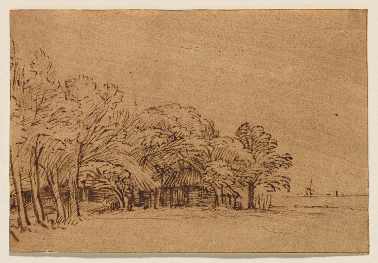 Gård under träd av Rembrandt van Rijn