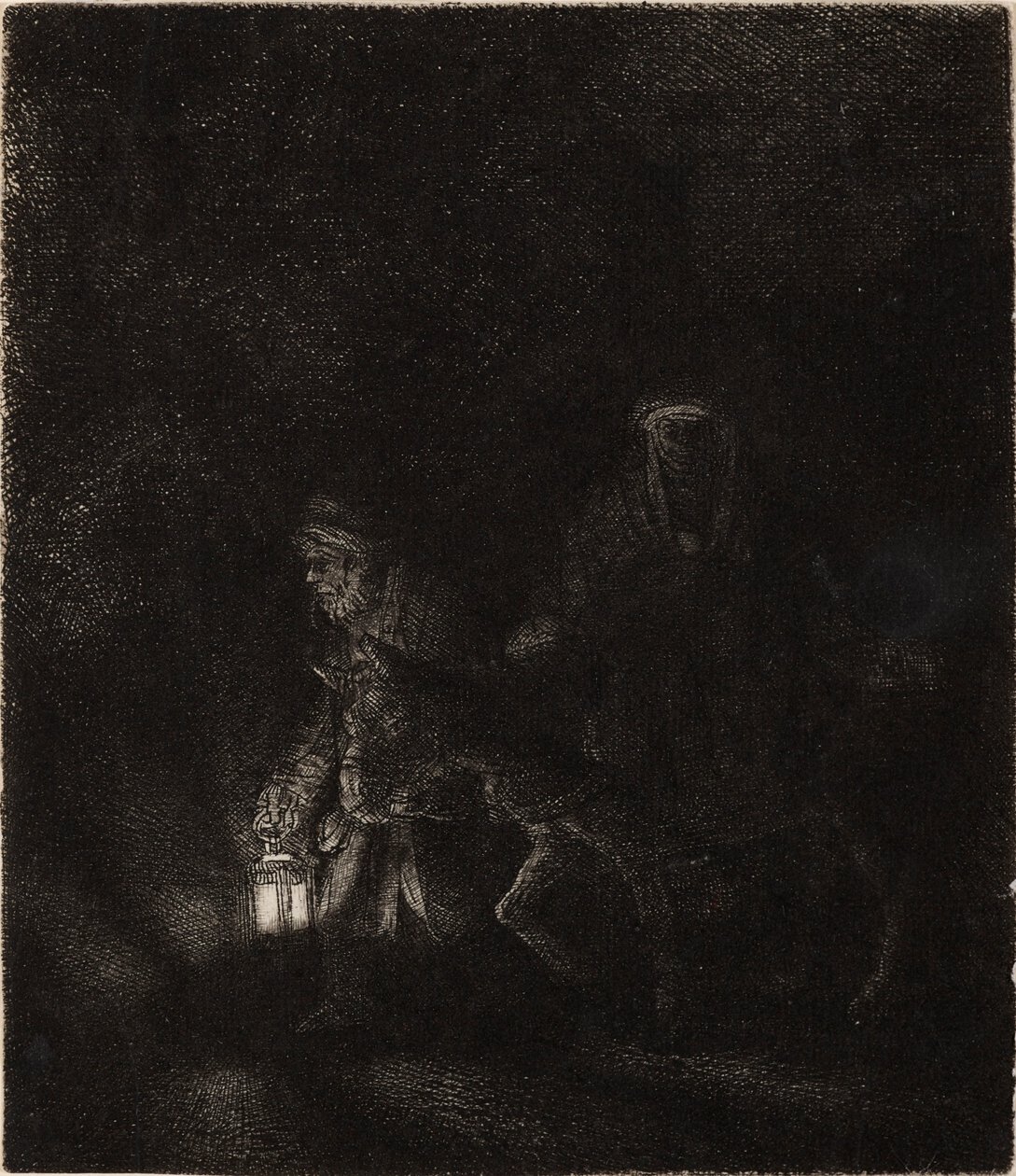 Flykten till Egypten: Ett nattstycke av Rembrandt van Rijn