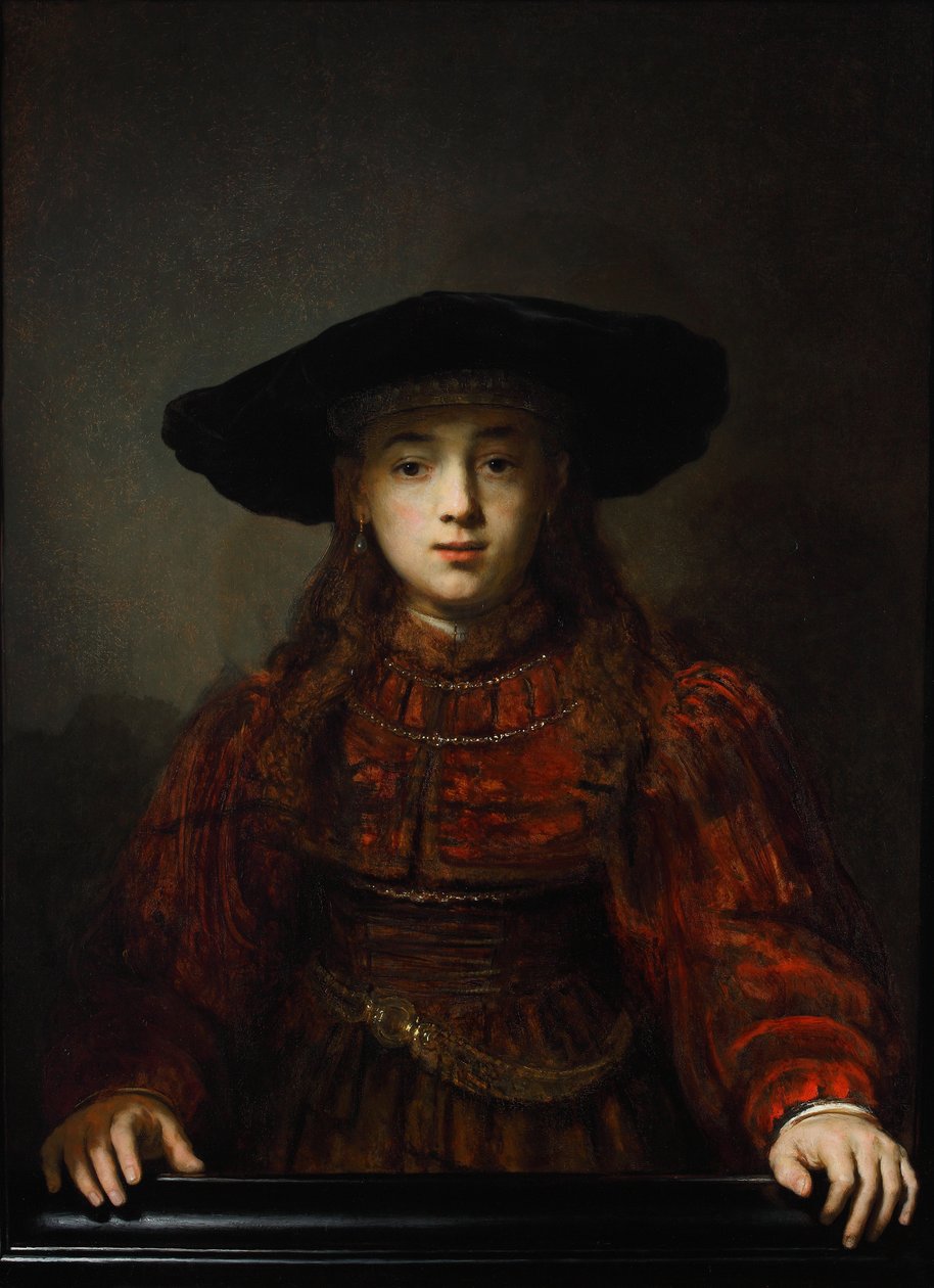 Flicka i en tavelram, 1641 av Rembrandt van Rijn
