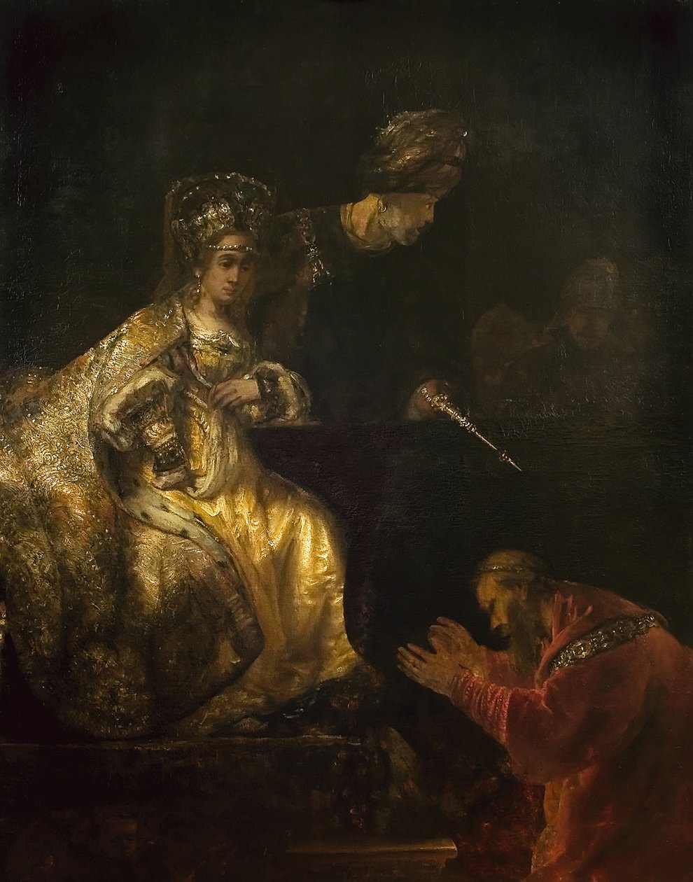Haman ber om Esters nåd, 1660-talet. av Rembrandt van Rijn