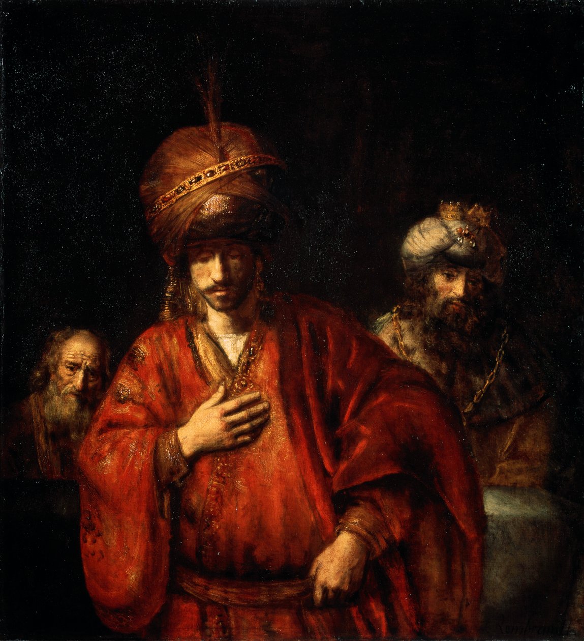Haman erkänner sitt öde David och Uriah, 1665. av Rembrandt van Rijn