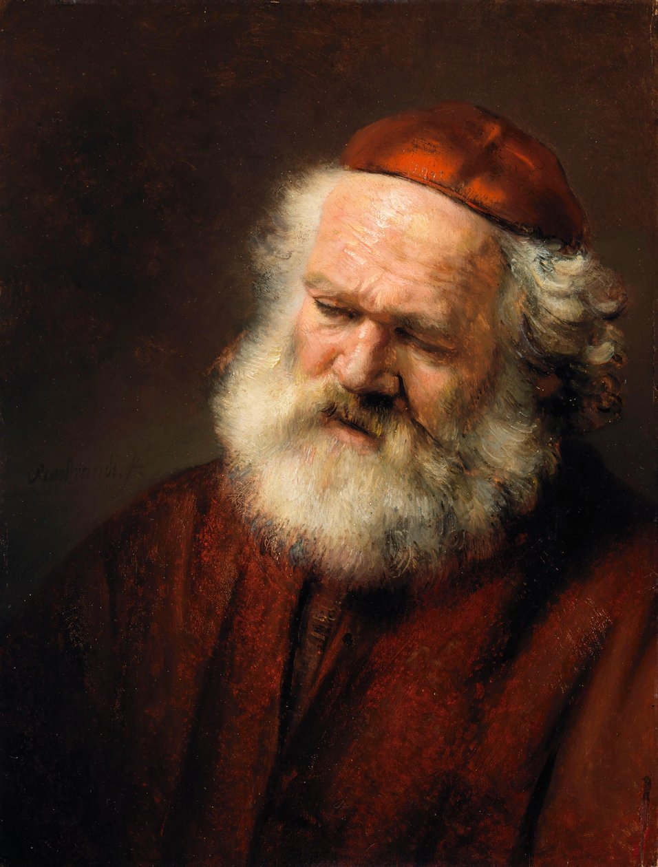 En gammal mans huvud av Rembrandt van Rijn
