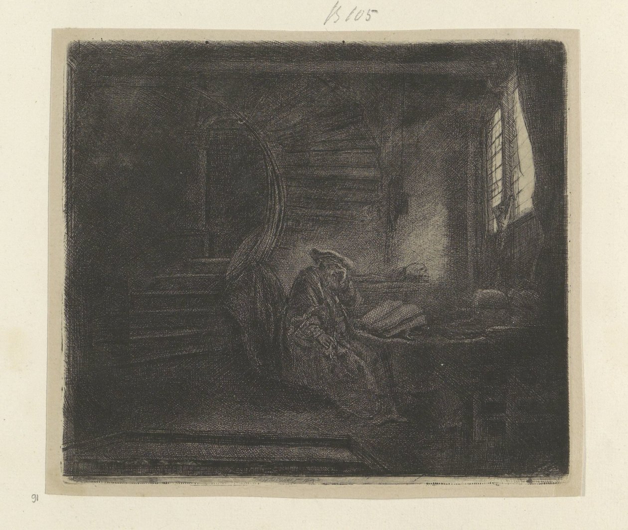 Hieronymus i en mörk studievertrek Samling av åttiofem originaltryck (serietitel) av Rembrandt van Rijn