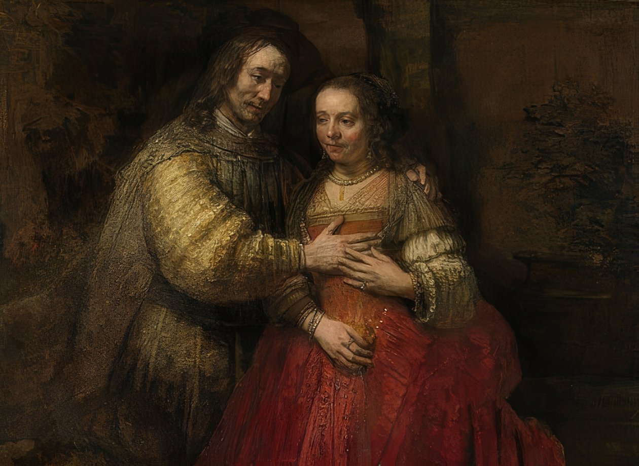 Isak och Rebekka, Den judiska bruden. Omkring 1665-69 av Rembrandt van Rijn