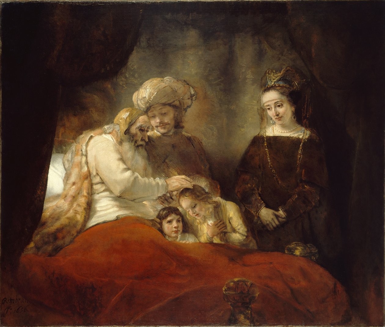 Jacob Blessing Efraim och Manasse, 1656 av Rembrandt van Rijn