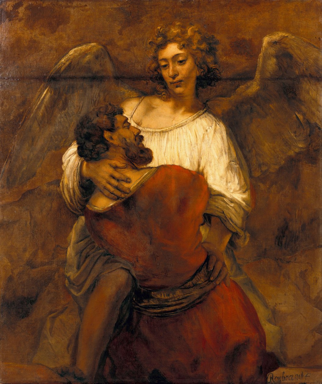 Jacob brottas med ängeln, ca 1659 av Rembrandt van Rijn