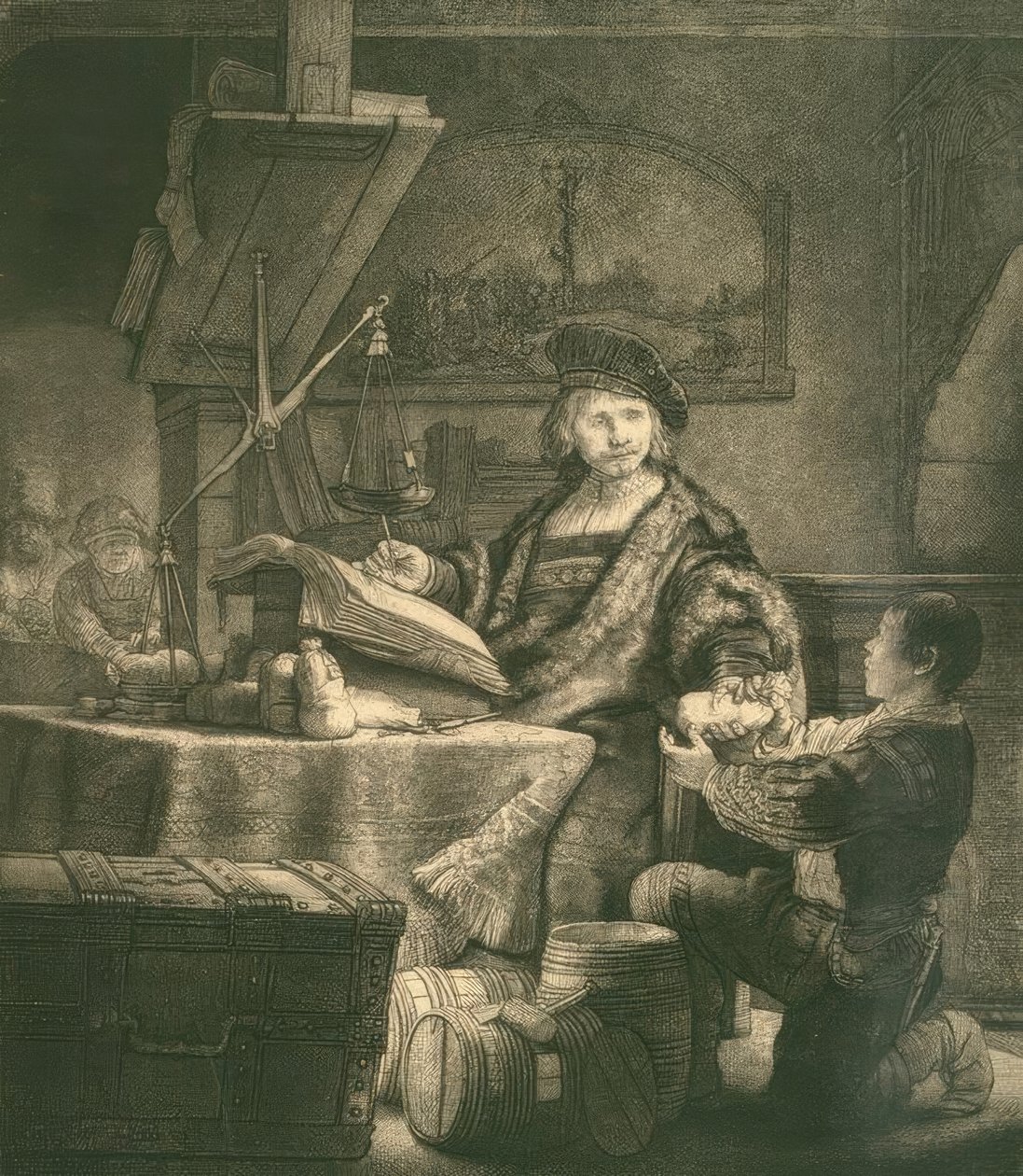 Jan Uijtenbogaert, känd som guldvägaren av Rembrandt van Rijn