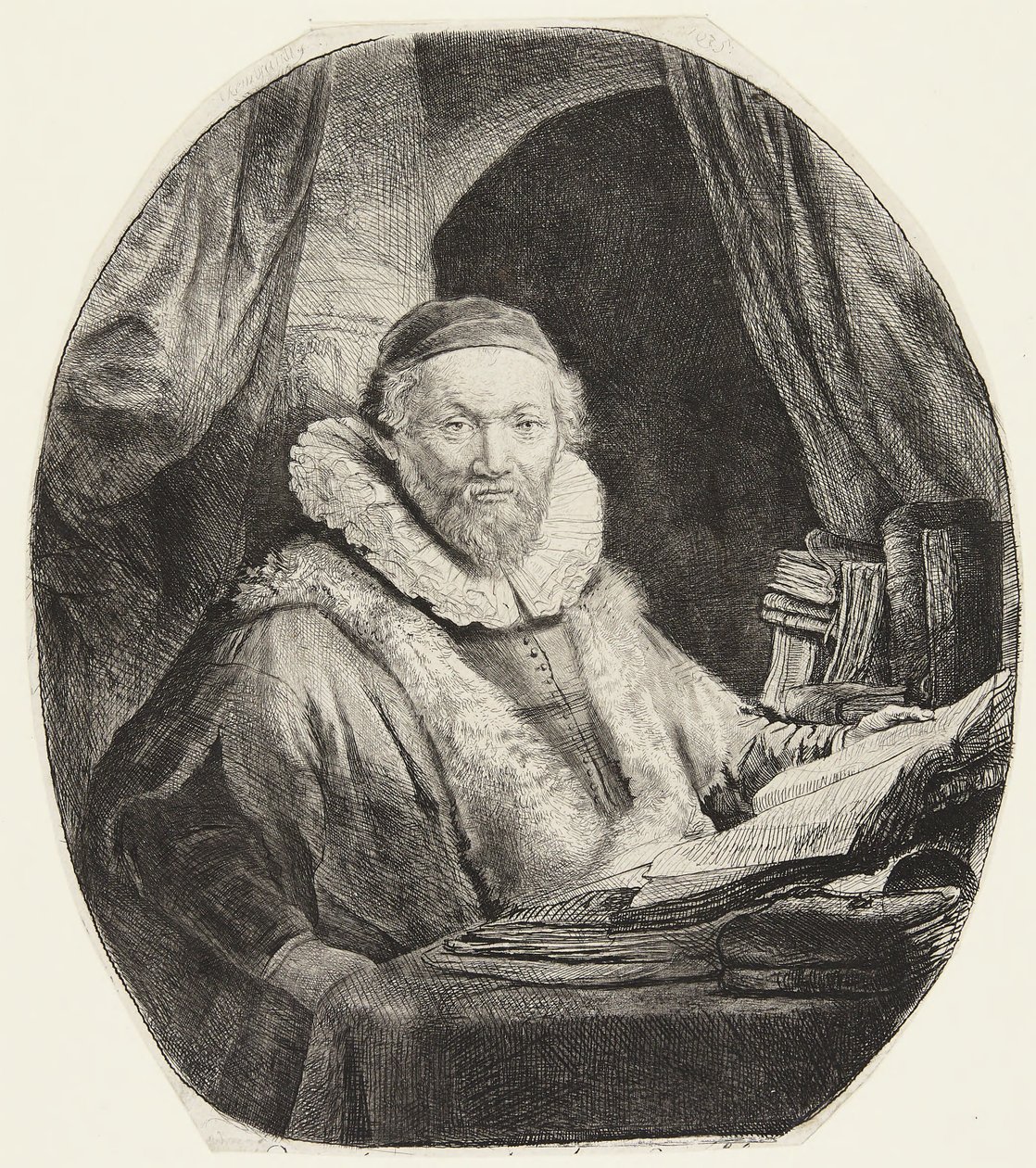 Jan Uytenbogaert, predikant inom remonstrantkyrkan av Rembrandt van Rijn