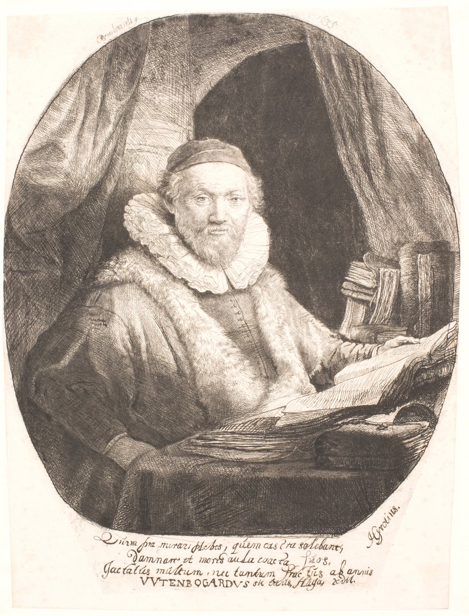 Jan Uytenbogaert, predikant för sekten Arminian remonstarnter av Rembrandt van Rijn