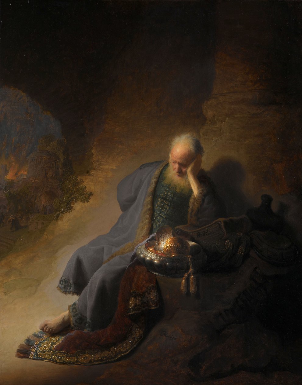 Jeremia beklagar Jerusalems förstörelse av Rembrandt van Rijn