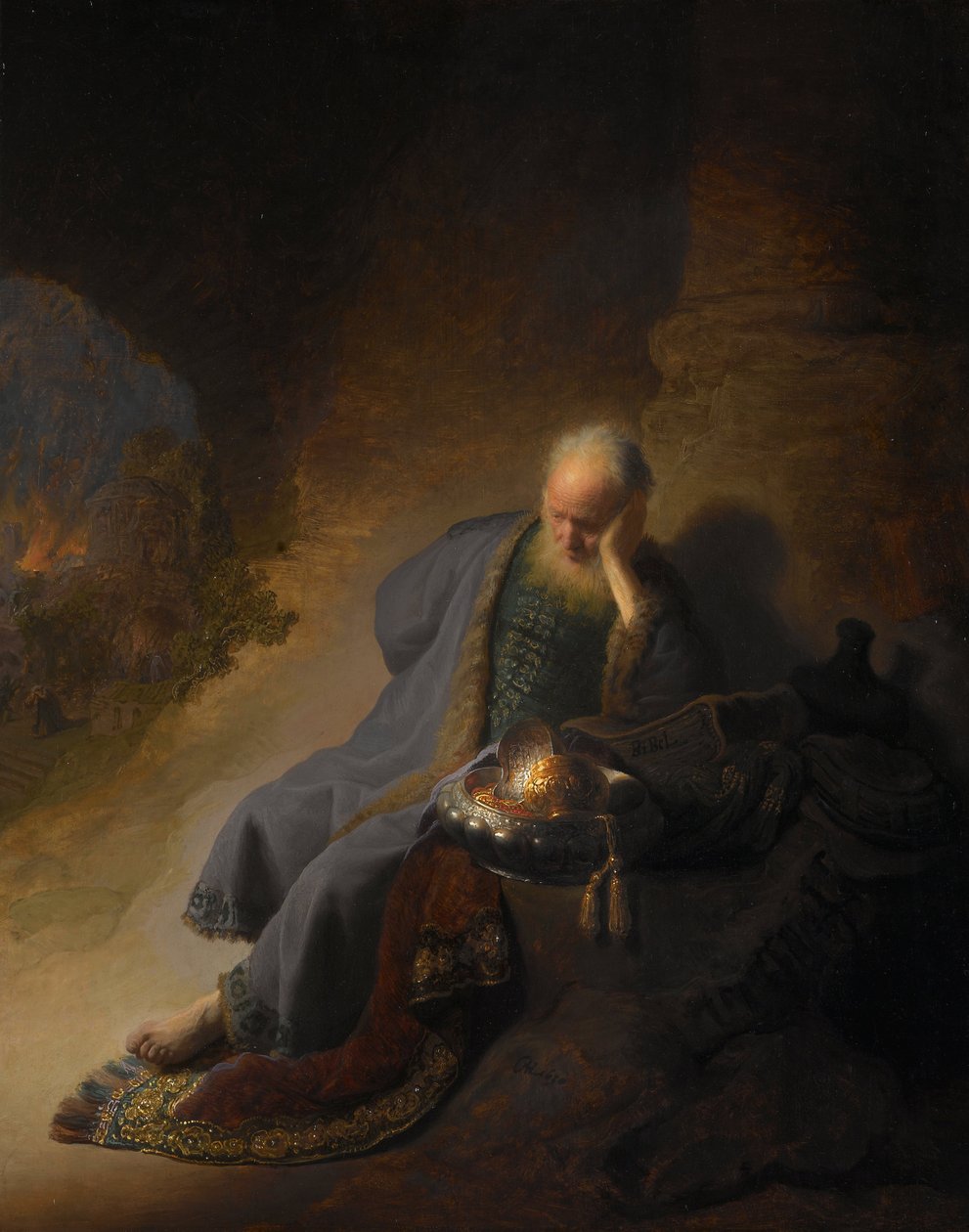 Jeremia beklagar Jerusalems förstörelse, 1630 av Rembrandt van Rijn