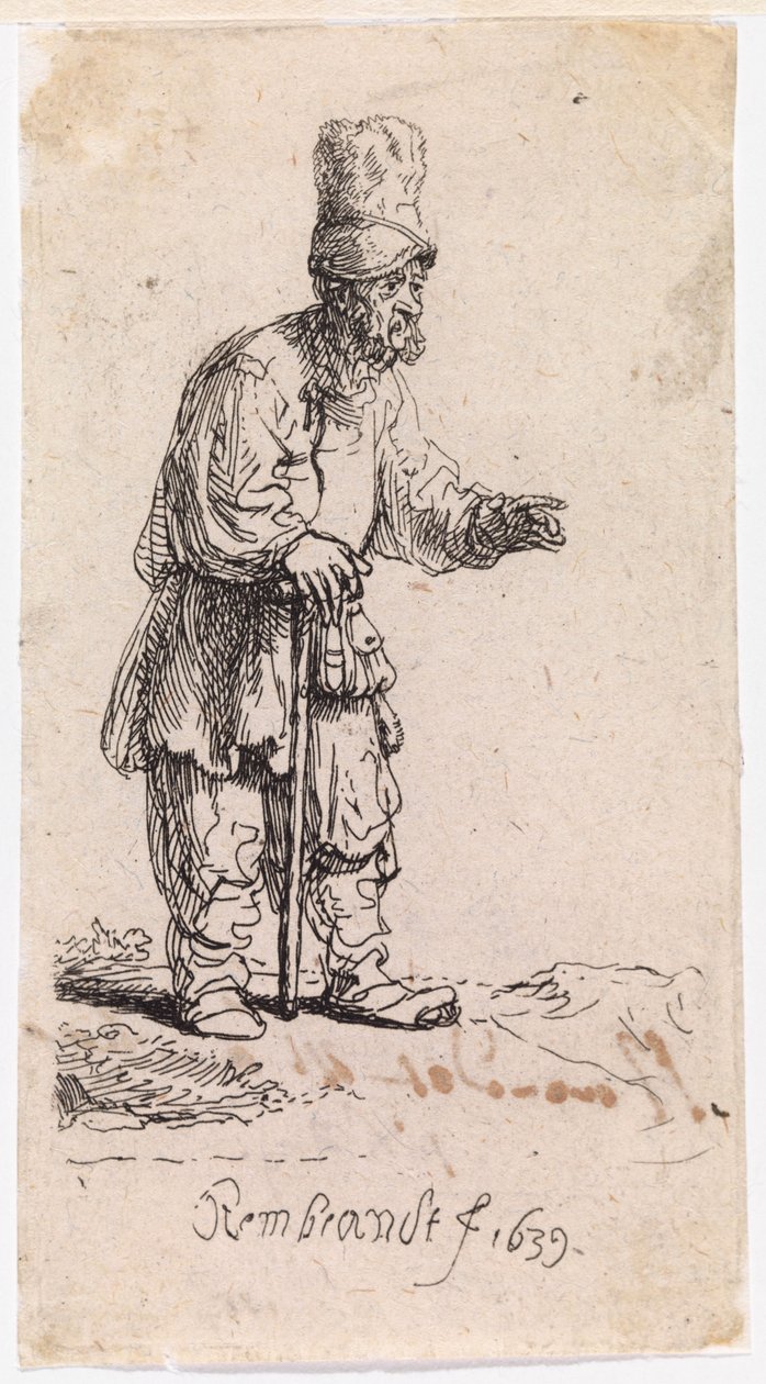 En jude i en keps med hög skärm av Rembrandt van Rijn