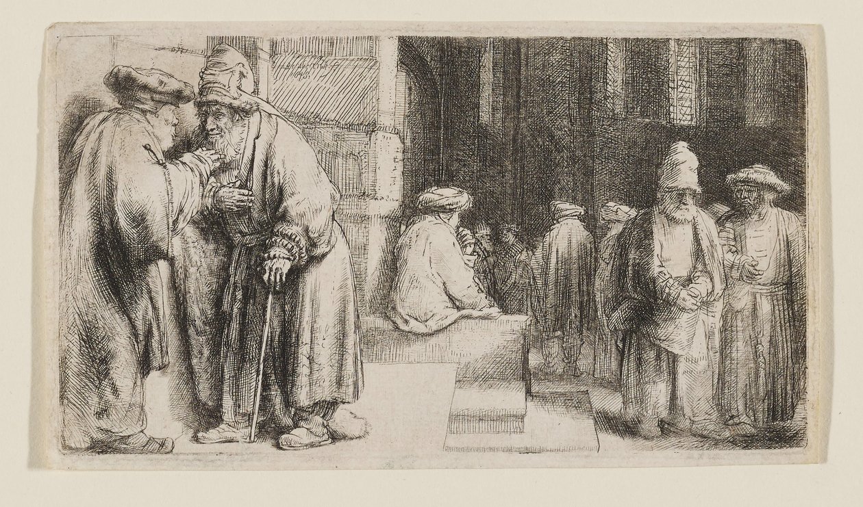 Judar i en synagoga av Rembrandt van Rijn