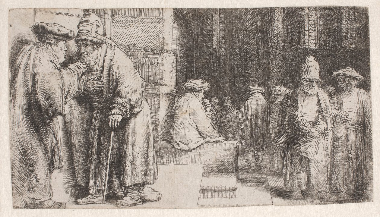 Judar i synagogan av Rembrandt van Rijn