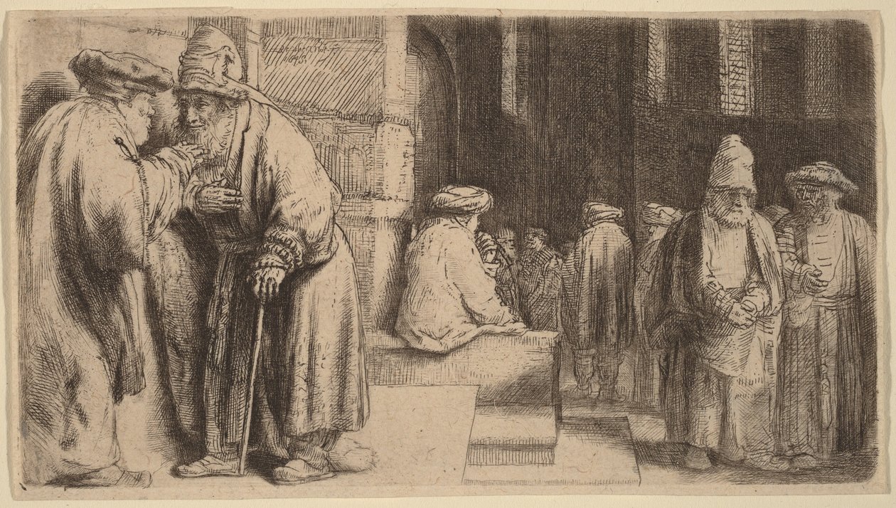 Judar i synagogan av Rembrandt van Rijn