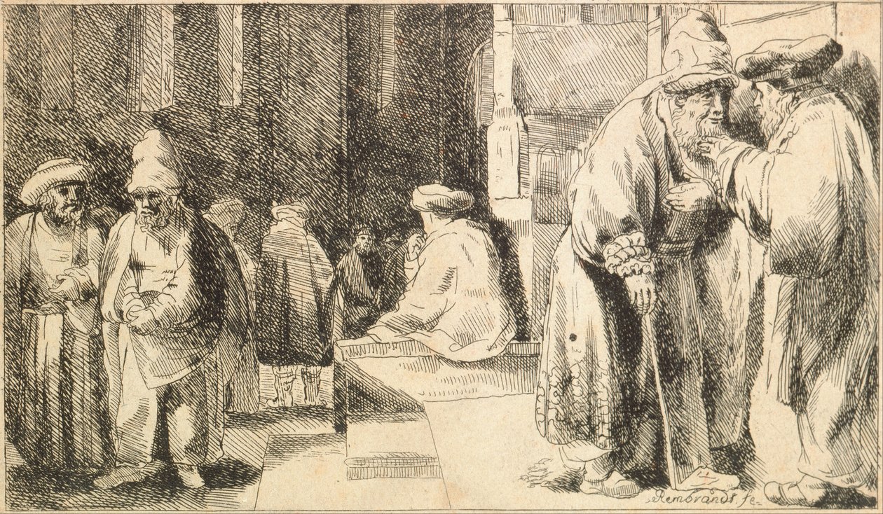 Judar i synagogan av Rembrandt van Rijn