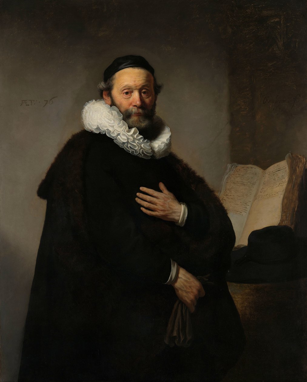 Johannes Wtenbogaert Porträtt av Johannes Wtenbogaert av Rembrandt van Rijn