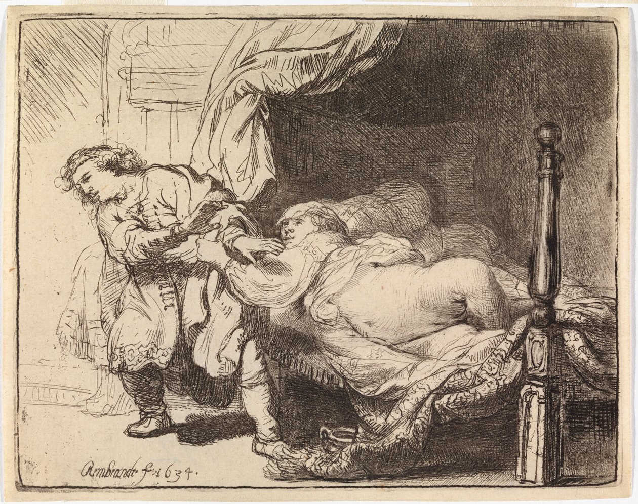 Josef och Potifars hustru av Rembrandt van Rijn