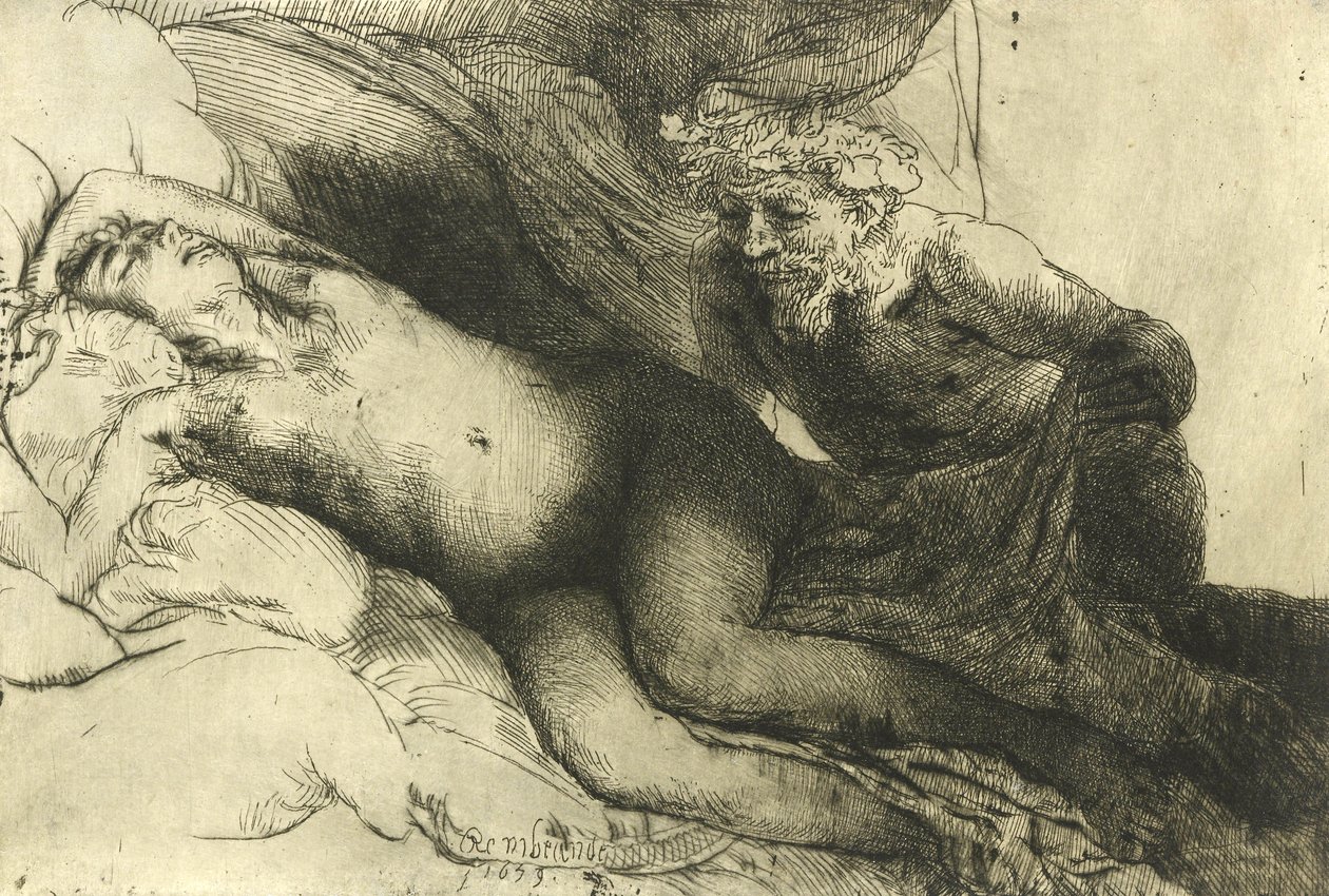 Jupiter och Antiope, ca 1659 av Rembrandt van Rijn