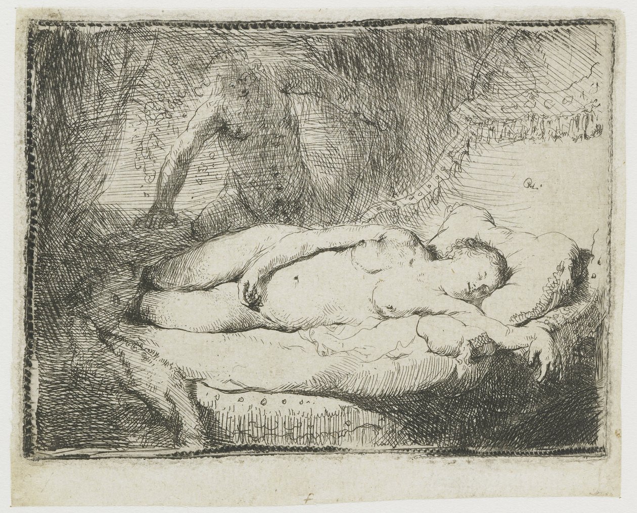 Jupiter och Antiope: mindre platta av Rembrandt van Rijn