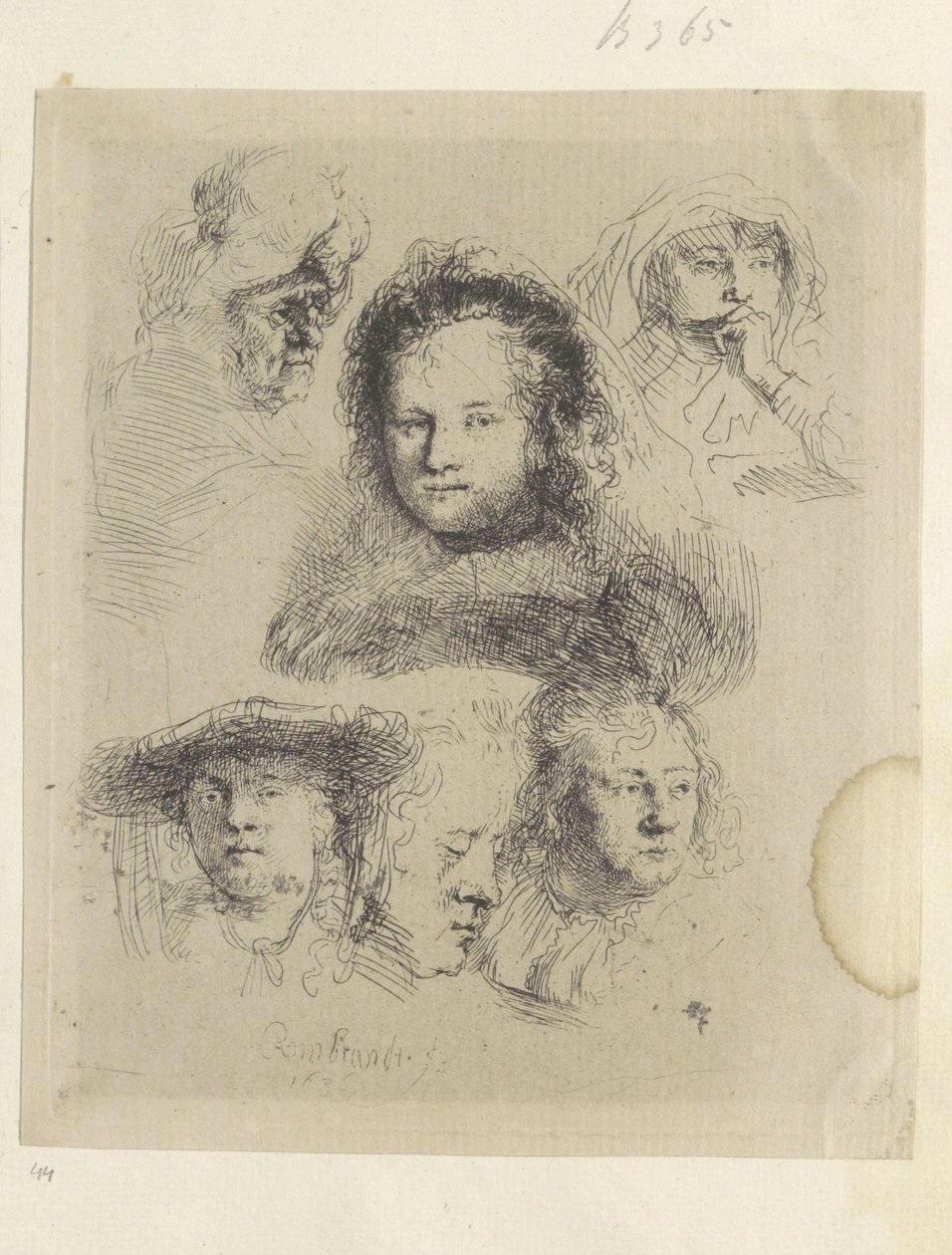 Kopstudies van Saskia en anderen Samling av åttiofem originaltryck (serietitel) av Rembrandt van Rijn