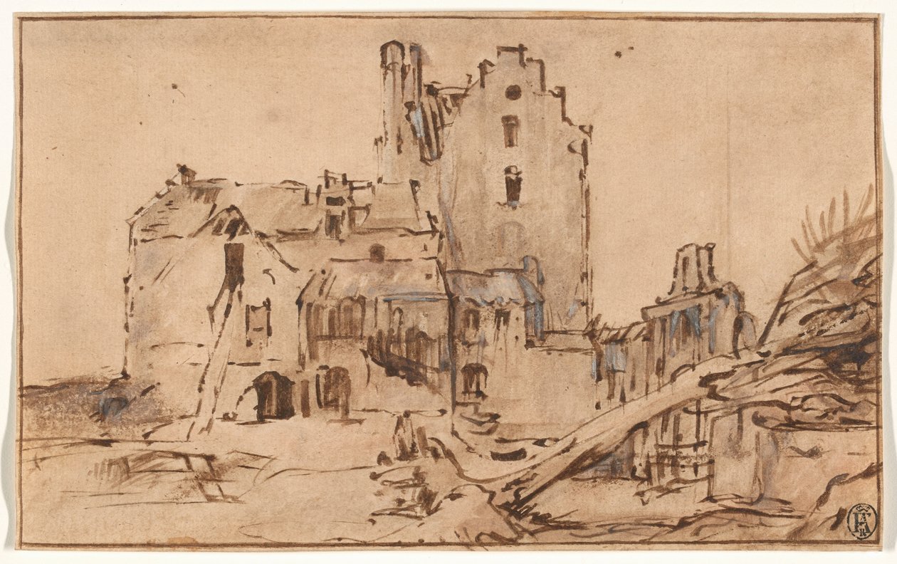 Kostverloren slott i förfall av Rembrandt van Rijn