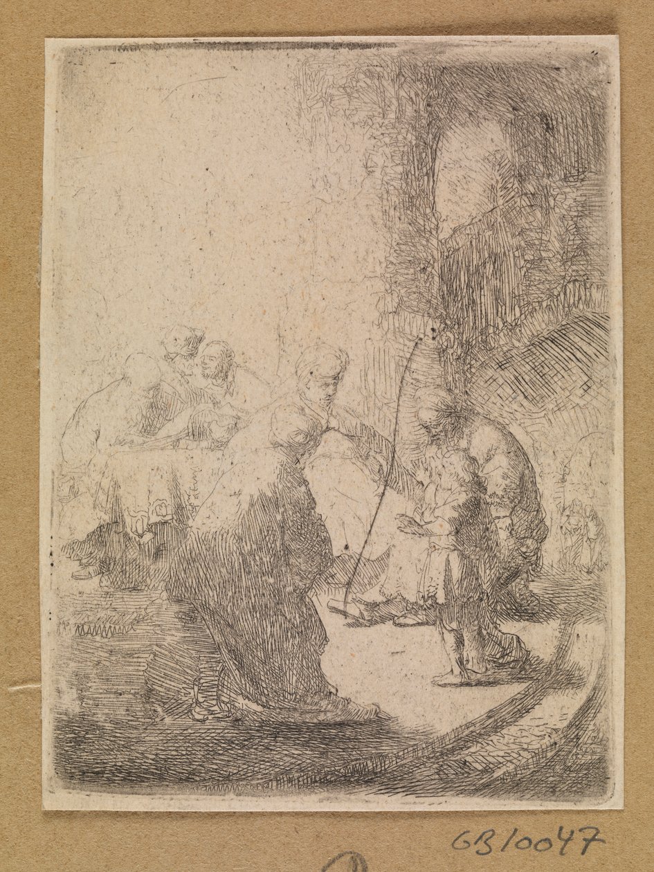 Kristus som ett barn och de skriftlärda. Liten tallrik av Rembrandt van Rijn