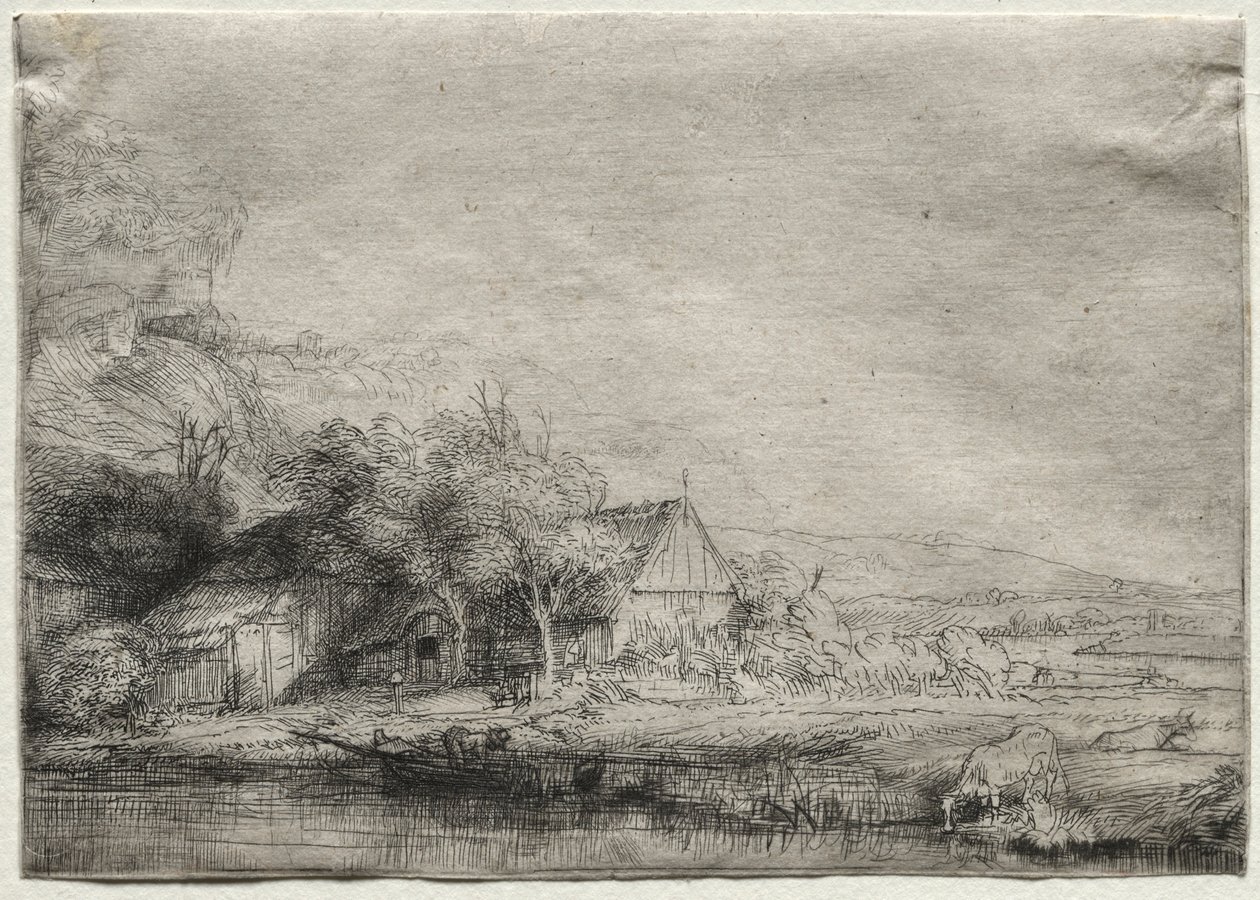 Landskap med en ko, ca. 1650. av Rembrandt van Rijn