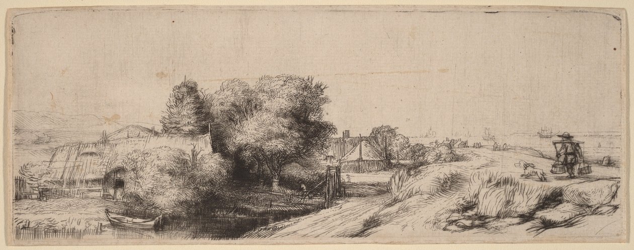 Landskap med en mjölkbud av Rembrandt van Rijn