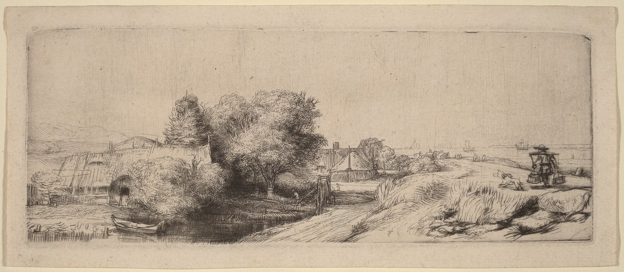 Landskap med en mjölkbud av Rembrandt van Rijn