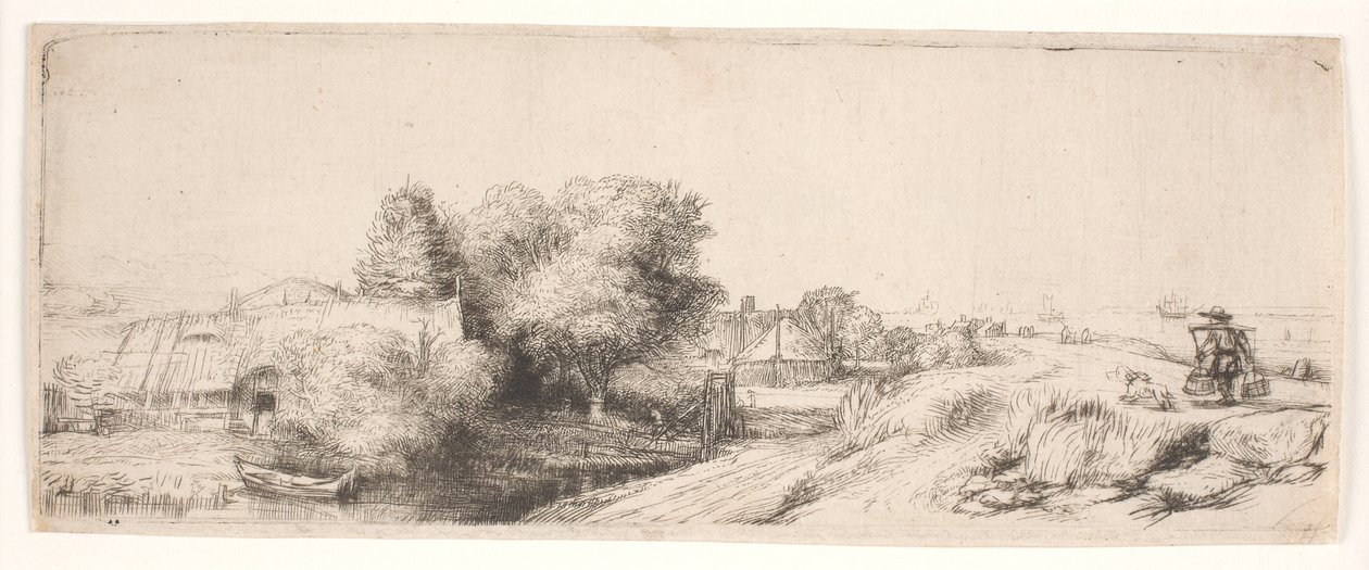 Landskap med en mjölkbud av Rembrandt van Rijn