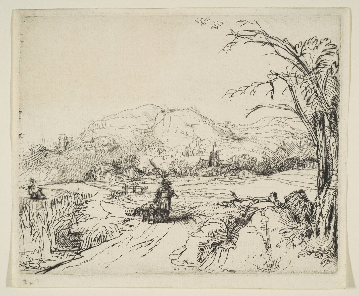 Landskap med en herde och en hund, ca. 1653. av Rembrandt van Rijn