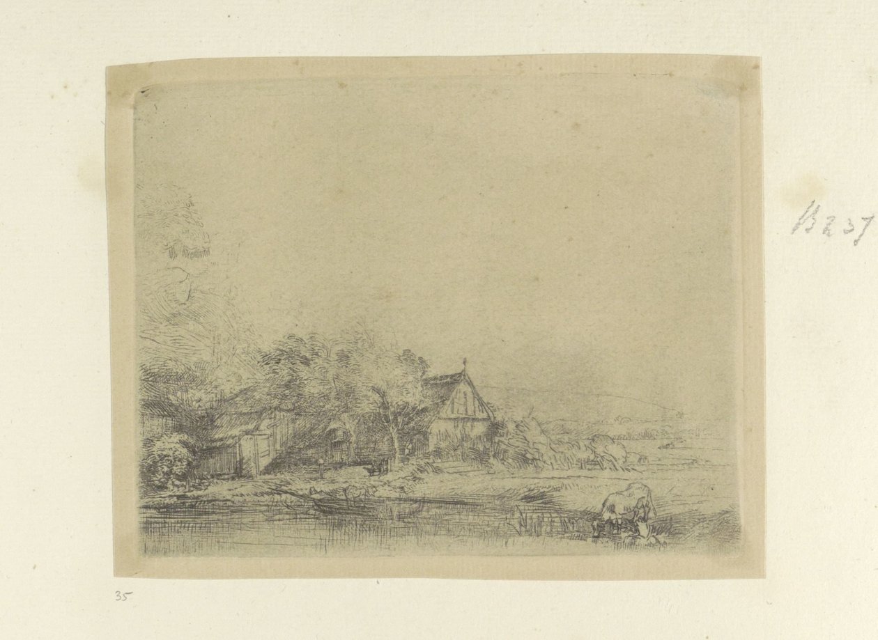 Landschap met drinkende koe Samling av åttiofem originaltryck (serietitel) av Rembrandt van Rijn