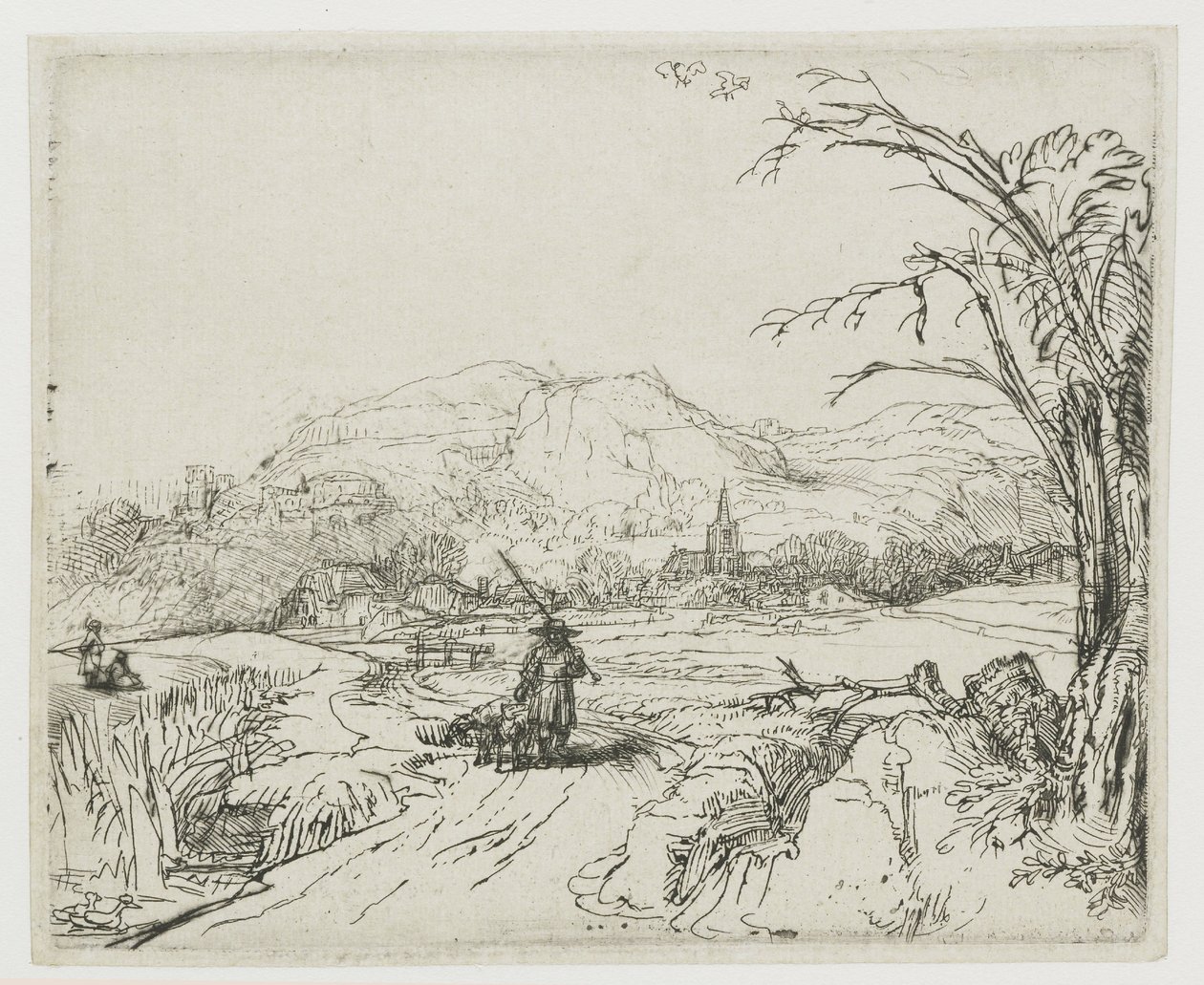 Landskap med fårherde och hundar (”Den lille jägaren”) av Rembrandt van Rijn