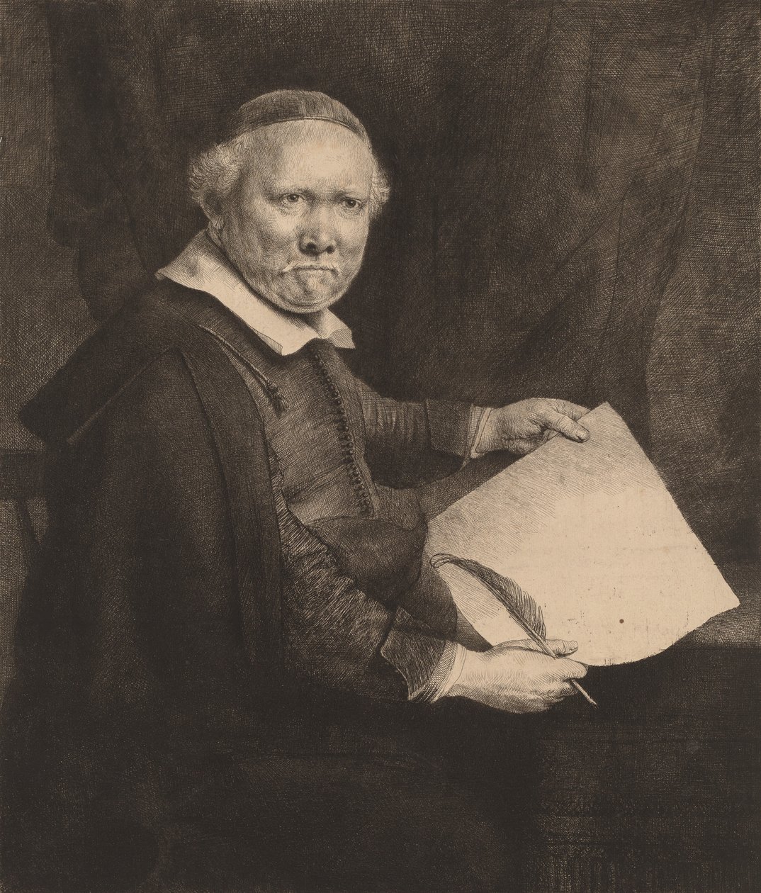 Lieven Willemsz van Coppenol: The Larger Plate, 1658. av Rembrandt van Rijn