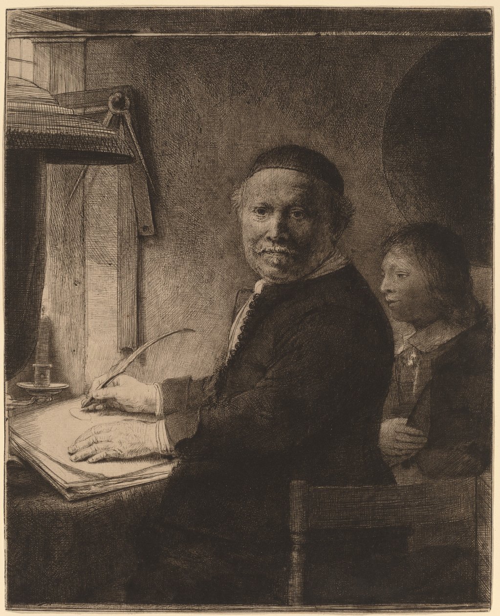 Lieven Willemsz van Coppenol: den mindre plattan av Rembrandt van Rijn