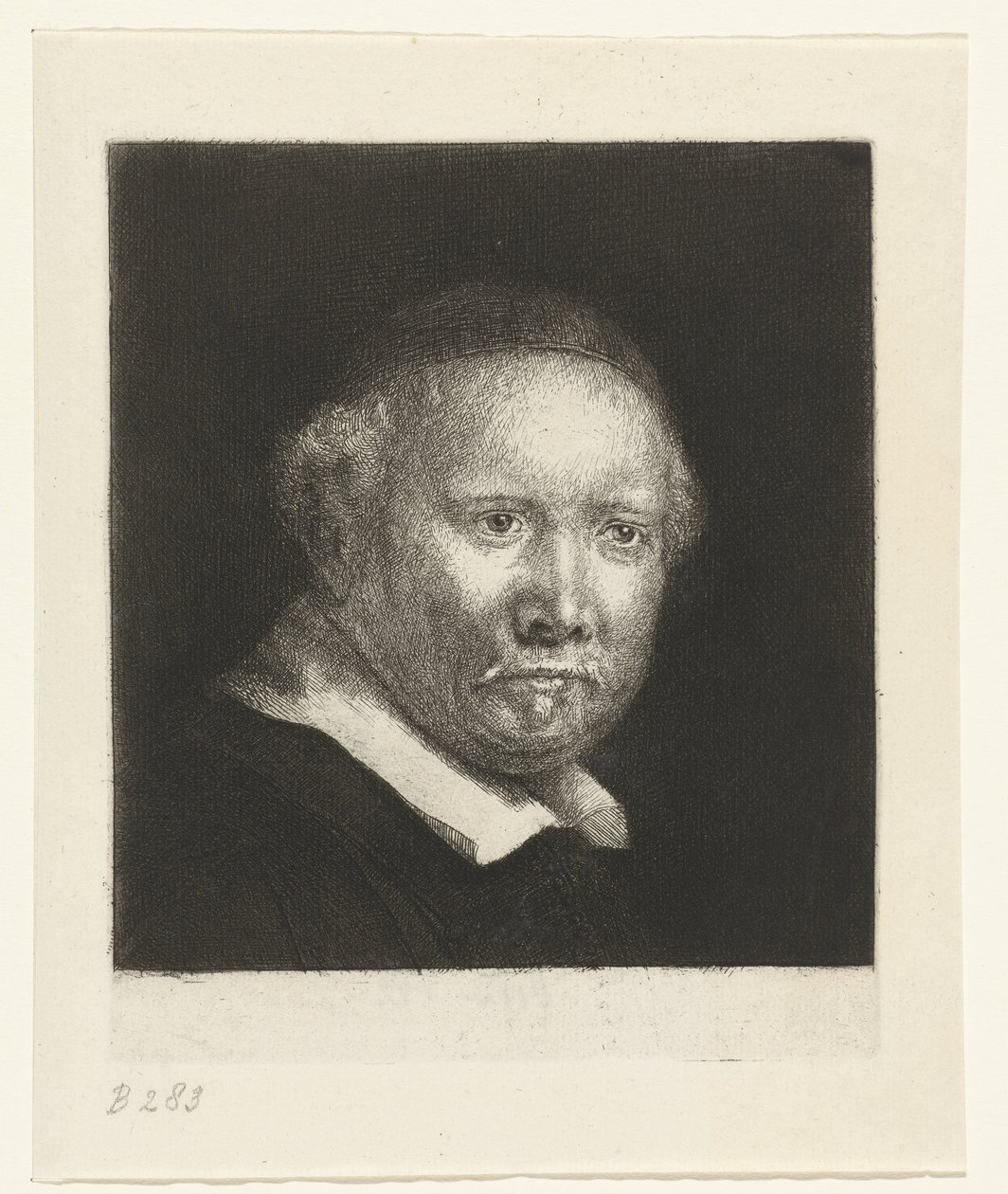 Lieven Willemsz. van Coppenol, skrivmästare: den större plåten av Rembrandt van Rijn