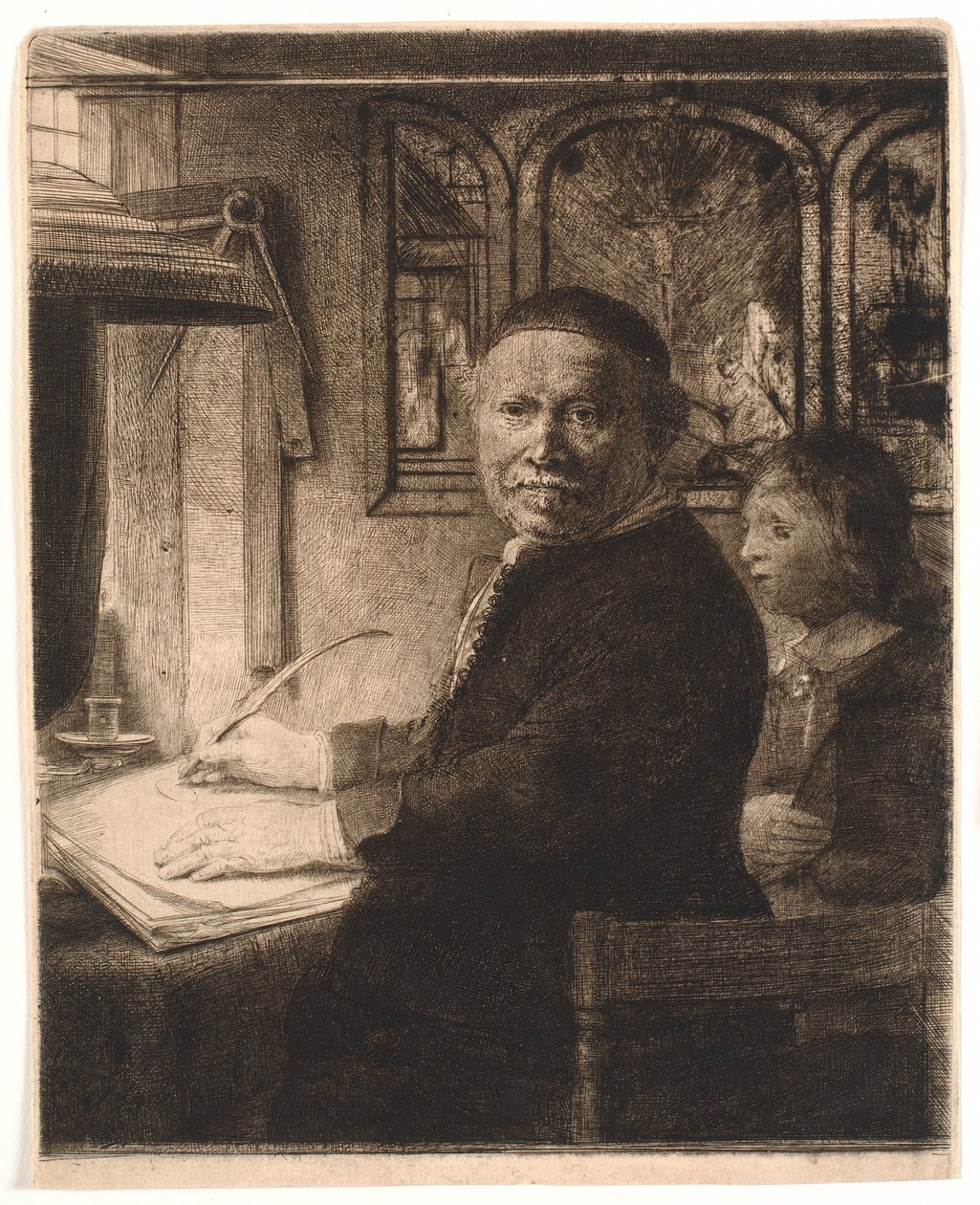 Lieven Willemsz van Coppenol, skrivmästare: den mindre plattan av Rembrandt van Rijn