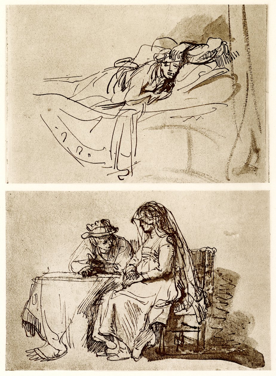 Liggande kvinna, The Talk av Rembrandt van Rijn