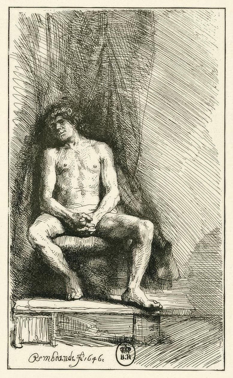 Man naken, sittande av Rembrandt van Rijn